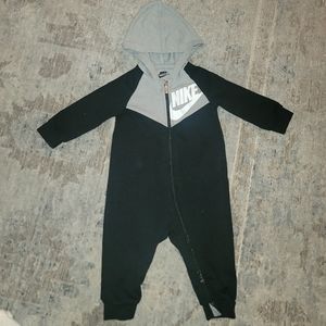 Nike 9 Month Full Body Black And Gray Hooded Coveralls